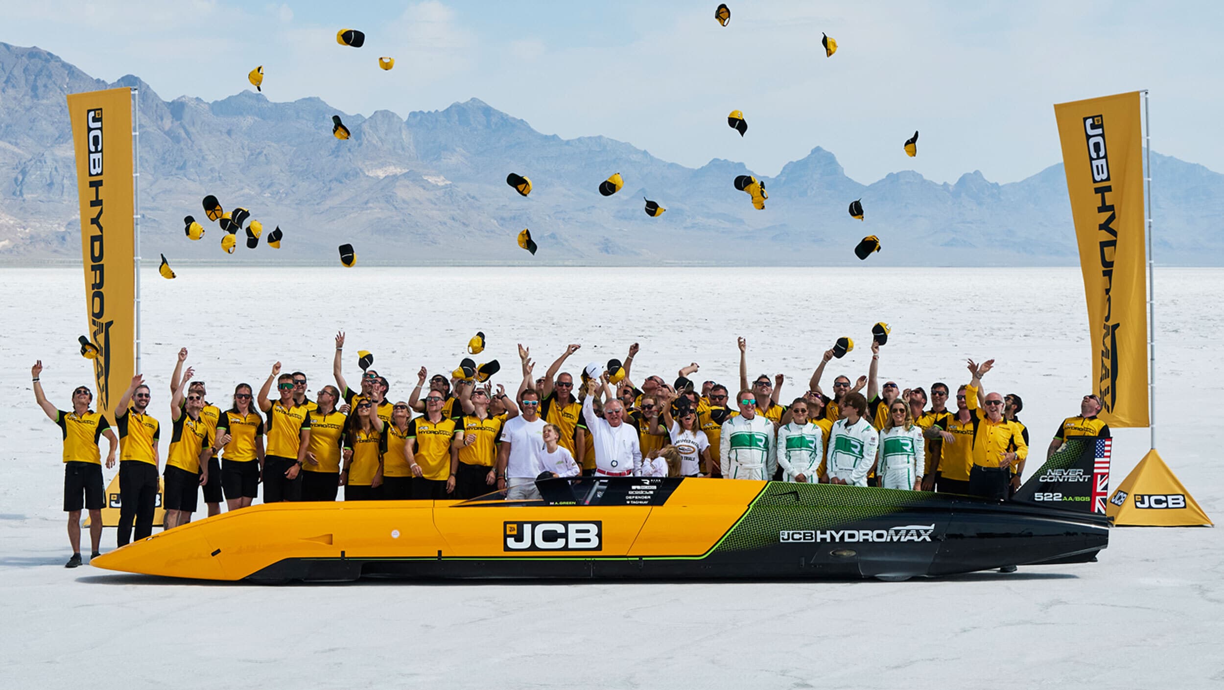 JCB Hydromax: record mondial FIA 653 km/h cu hidrogen la Bonneville